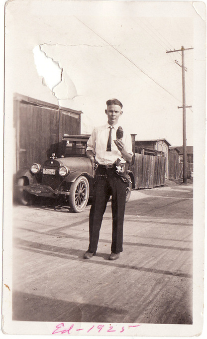 Ed Durden in 1925 with a small hawk